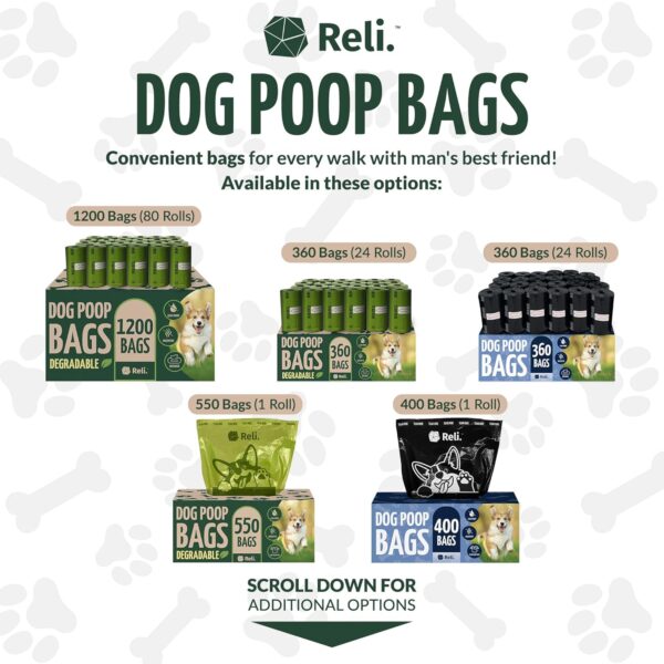 1200-ct (80 Rolls) Reli. Biodegradable Dog Poop Bags w/ Leash Clip Dispenser - Image 5