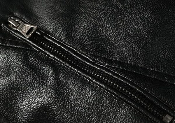 Youhan Men's Casual Zip Up Slim Bomber Faux Leather Jacket - Image 4