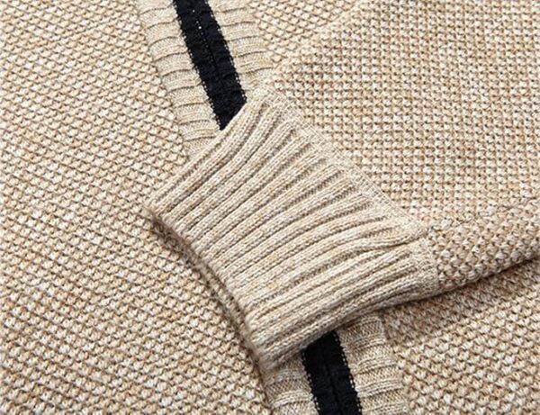 Yeokou Men's Shawl Collar Cardigans Slim Fit Button Cable Knit Black Sweater Pockets - Image 5
