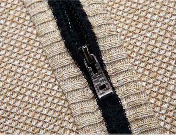Yeokou Men's Shawl Collar Cardigans Slim Fit Button Cable Knit Black Sweater Pockets - Image 4