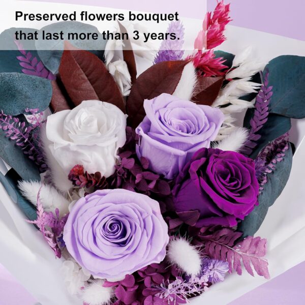 Valentines Day Flowers Gifts for Her, Preserved Flowers Bouquets, Purple Flowers - Image 5